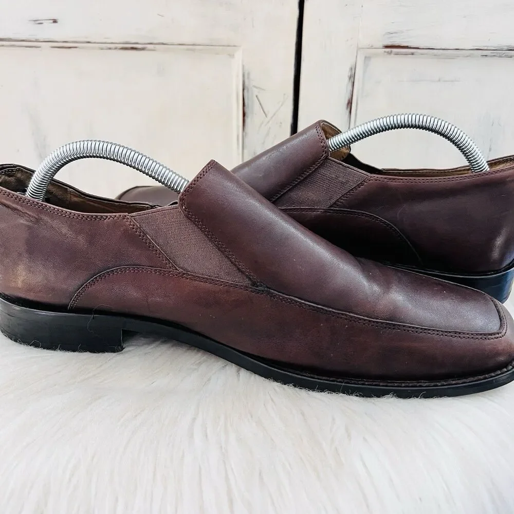 Aston Grey Collection Austin Brown Oiled Leather Slip on Loafers Shoes Size 11